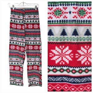 Kids Christmas Fair Isle Fleece Pajama Bottoms Lounge Pants Sleepwear Holiday